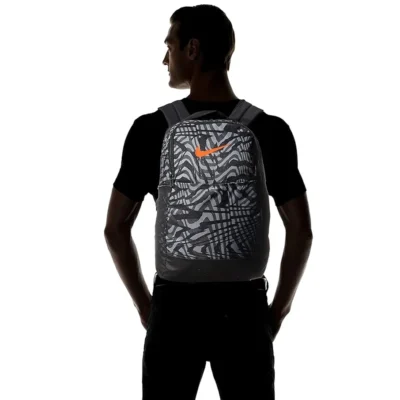 Nike Brasilia Printed Backpack Black/Grey/Orange - Image 2