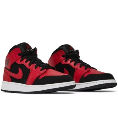 Air Jordan 1 Mid (GS) - Black / Gym Red - Image 2