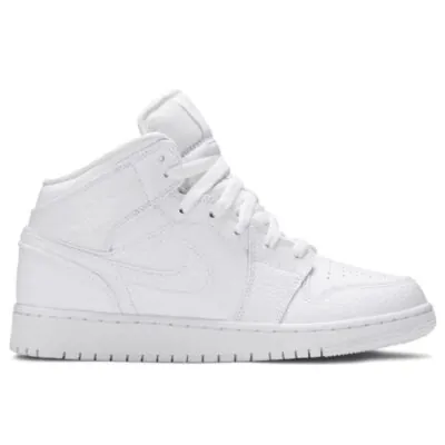 Air Jordan 1 Mid (GS) 'Triple White'