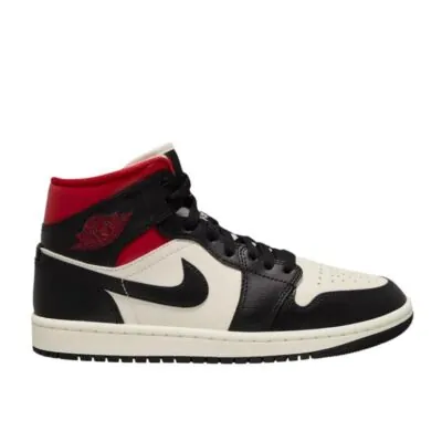 Air Jordan 1 Mid (W) 'Black Sail Gym Red'