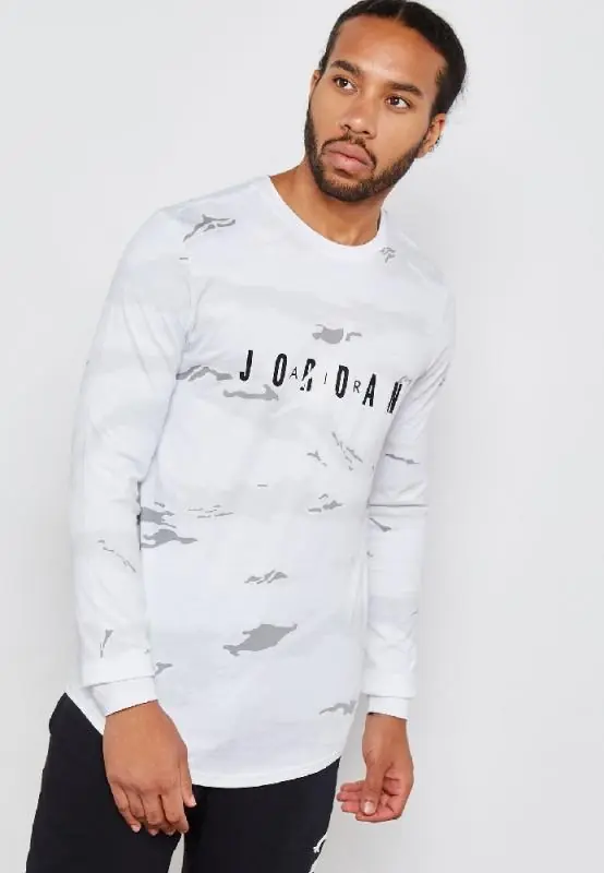 Air Jordan Tech Longsleeve/Hosszú Ujjú Póló - Fehér Terepminta - Image 2
