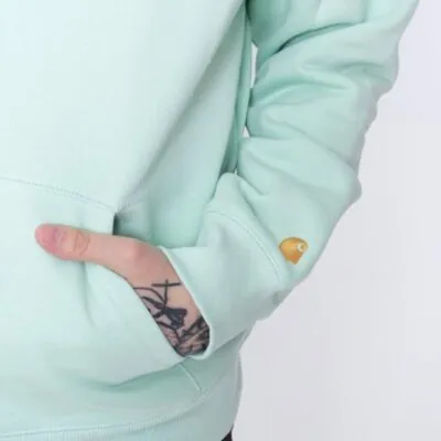 Carhartt Wip Hooded Chase Sweat Pale Spearmint/Gold - Image 2
