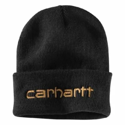 Carhartt Wip Knit Insukated Logo Graphic Beanie Black