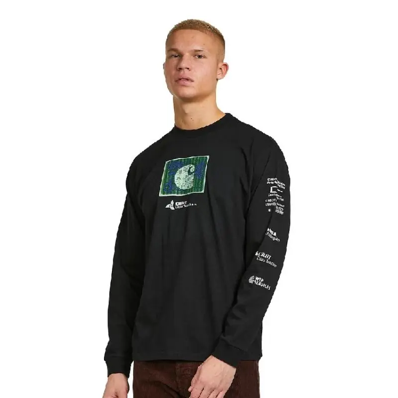 Carhartt Wip L/S Data Solutions Long Sleeve T-shirt/Hosszú Ujjú Póló - Fekete/Zöld