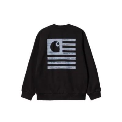 Carhartt Wip Label State Flag Sweat Black/Misty Sky - Image 2