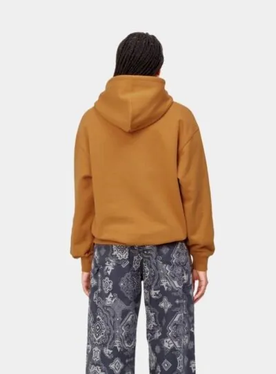 Carhartt Wip W' Hooded Carhartt Sweatshirt - Ochre/Dark Navy - Image 3