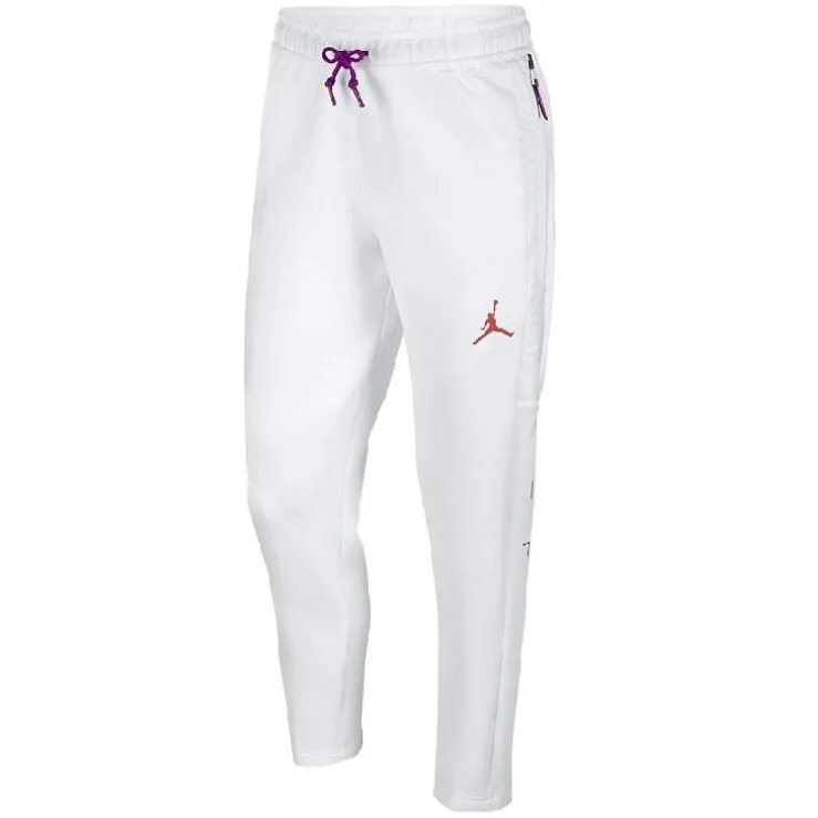 Jordan Air Fleece Pants White/White/Vivid Purple/Infrared 23
