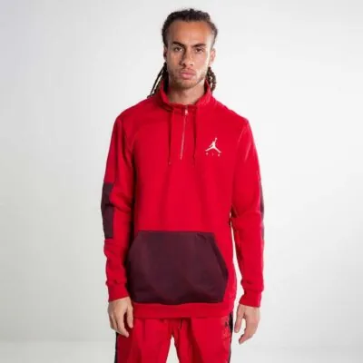 Jordan Jumpman Hybrid Fleece 1/4 Zip Sweatshirt - Gym Red/ Burgundy Crush/ White - Image 2