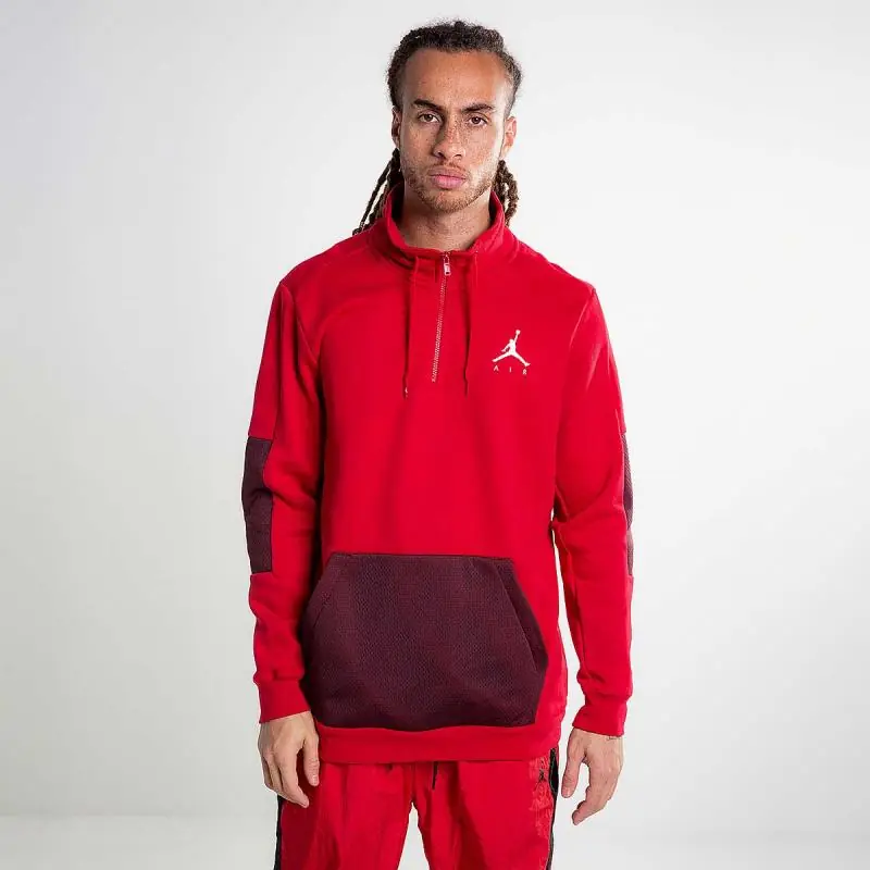 Jordan Jumpman Hybrid Fleece 1/4 Zip Sweatshirt/Pulóver - Piros/Fehér - Image 2
