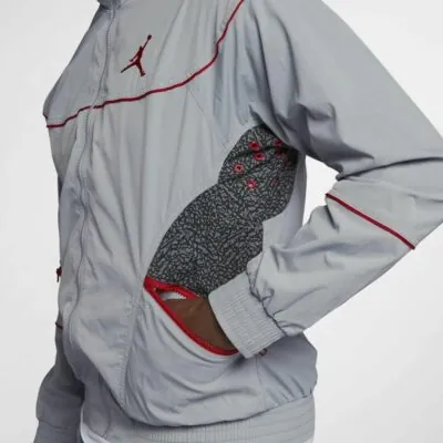 Jordan Sportswear AJ 3 Woven Vault Jacket - Wolf Grey/ Wolf Grey/ University Red - Image 3