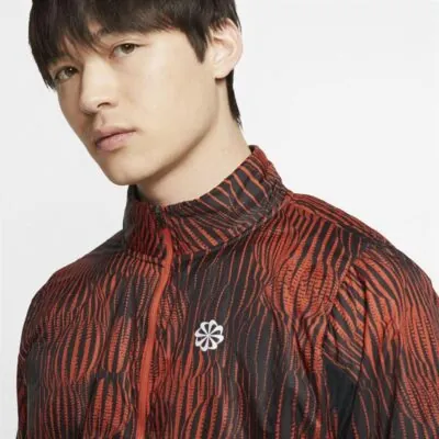 Nike 1/2 Zip Running Top - Rust Factor/ Black - Image 3
