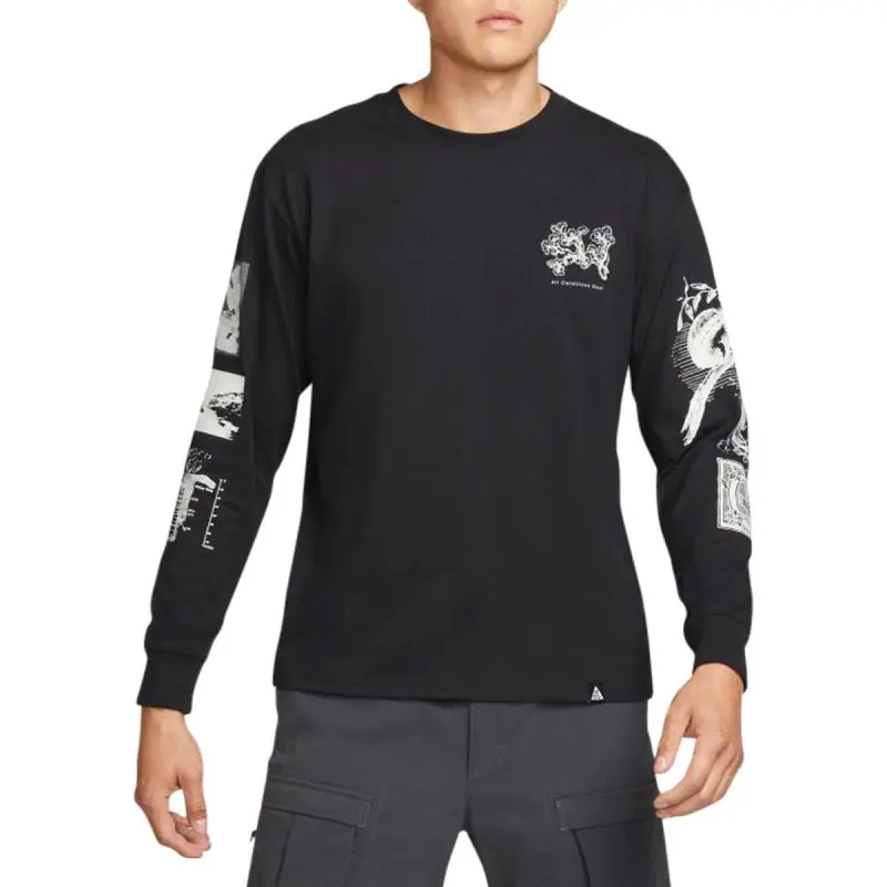 Nike ACG Long-Sleeve Iceland Info Shirt/Hosszú Ujjú Póló - Fekete