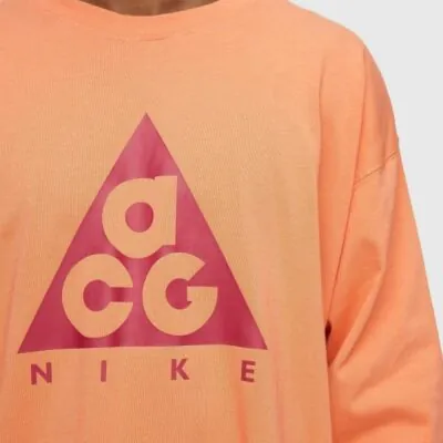 Nike ACG Long-Sleeve Logo T-Shirt - Orange Trace/ Sport Fuchsia - Image 2