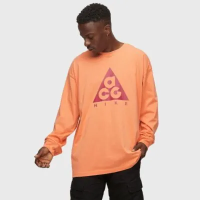 Nike ACG Long-Sleeve Logo T-Shirt - Orange Trace/ Sport Fuchsia