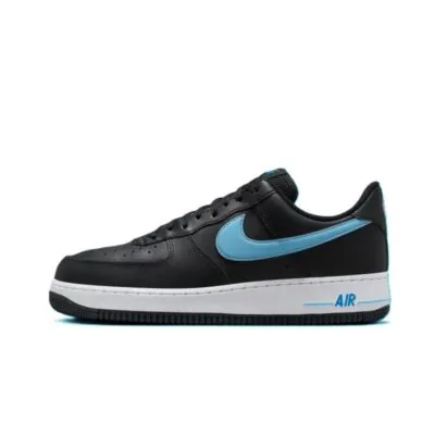 Nike Air Force 1 '07 'Black/Aquarius Blue' - Image 2