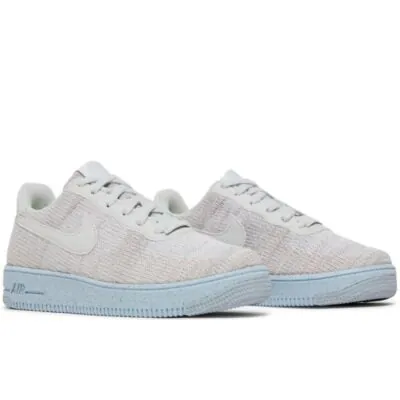Nike Air Force 1 Crater Flyknit (GS) - White / Chambray Blue - Image 2