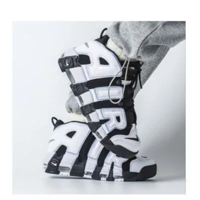 Nike Air More Uptempo (GS) 'Black/White' - Image 4