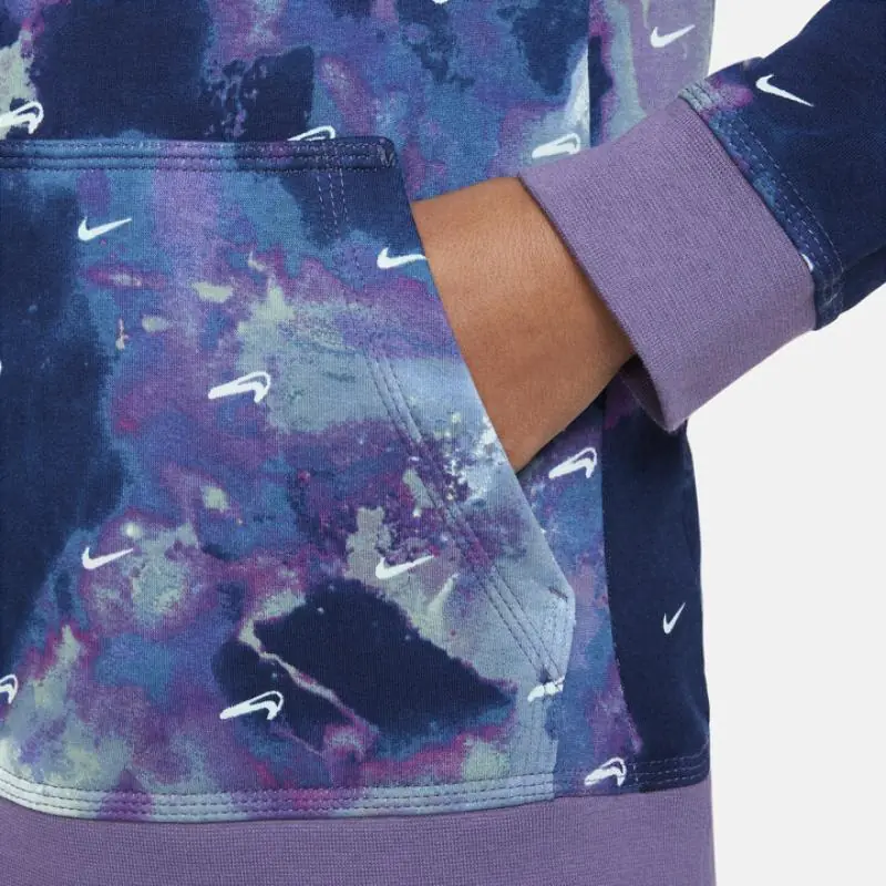 Nike Boy's Club Fleece Pullover Hoodie - Valerian Blue/ Canyon Purple - Image 3