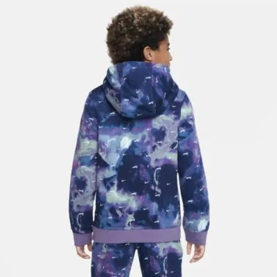 Nike Boy's Club Fleece Pullover Hoodie - Valerian Blue/ Canyon Purple - Image 4