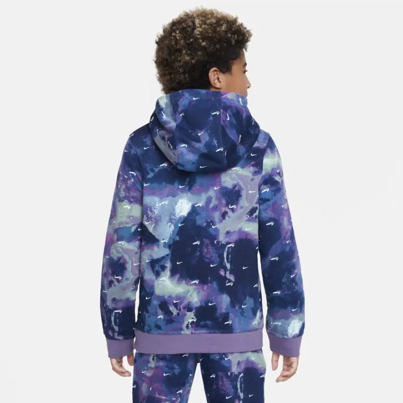 Nike Boy's Club Fleece Pullover Hoodie - Valerian Blue/ Canyon Purple - Image 4