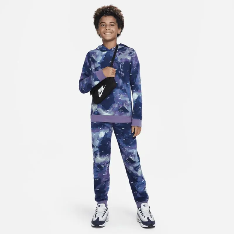 Nike Boy's Club Fleece Pullover Hoodie - Valerian Blue/ Canyon Purple - Image 5