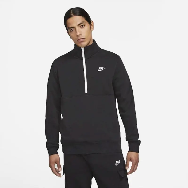 Nike Club Brushed 1/2-Zip Sweatshirt/Pulóver - Fekete