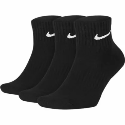 Nike Everyday Cushioned Training Ankle 3 Pair Socks - Black/ White
