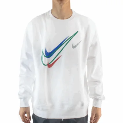 Nike Fleece Crewneck Sweatshirt 'White Multi Swoosh'