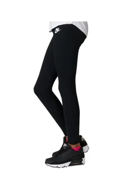 Nike Girl's Tights - Black/ White - Image 2