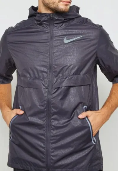 Nike Shield Short Sleeve Running Jacket - Gridiron/ Reflective/ Black - Image 2