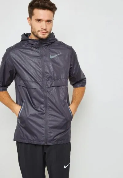 Nike Shield Short Sleeve Running Jacket - Gridiron/ Reflective/ Black