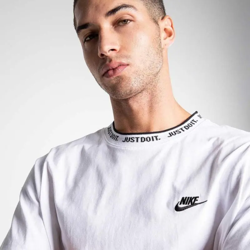 Nike Just Do It Script Neck Tee White/Black - Image 3