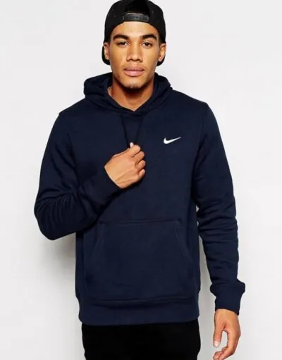Nike M Club Swoosh Hoodie - Dark Blue/ White