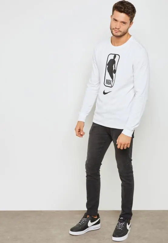 Nike NBA Logo Dri-Fit Long-Sleeve Team 31 T-Shirt/Hosszú Ujjú Póló - Fehér/Fekete