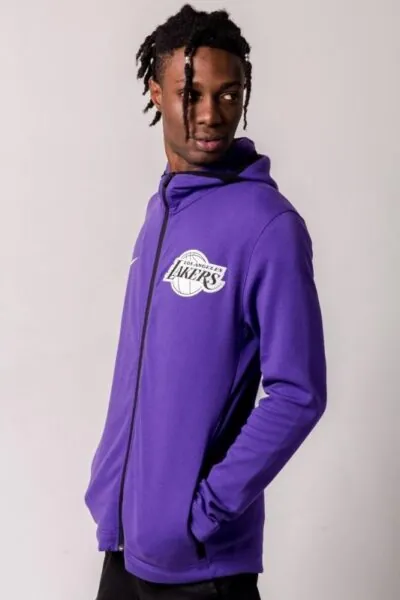 Nike NBA Los Angeles Lakers Dry Showtime Full-Zip Hoodie - Purple/Black/White - Image 3