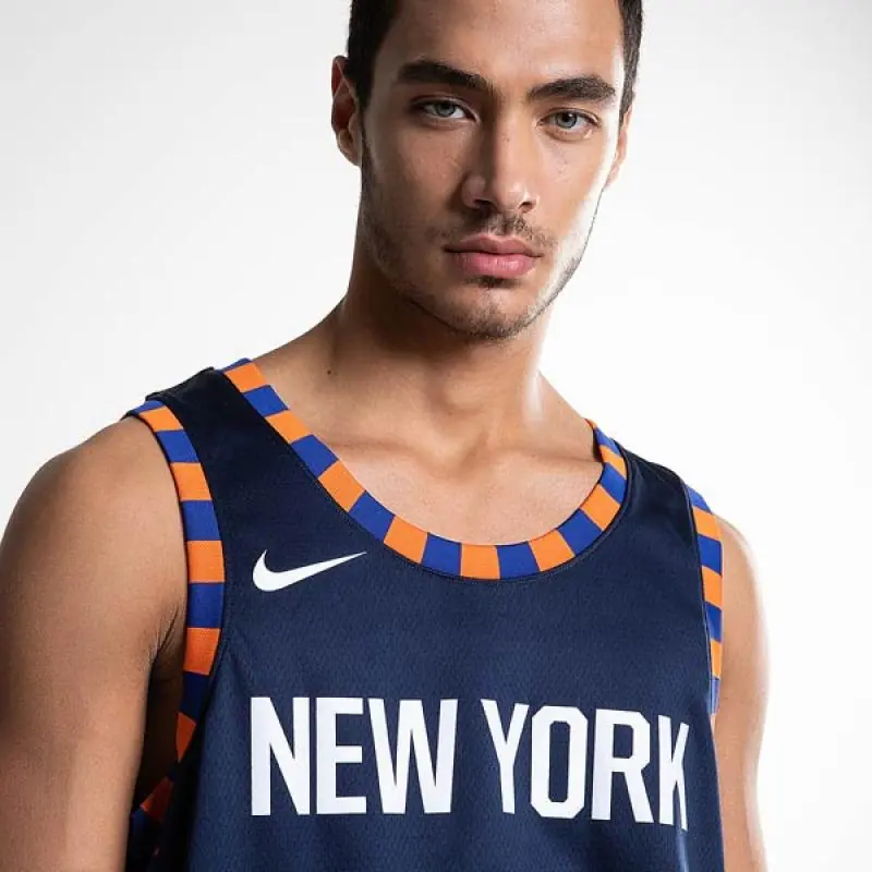 Nike NBA New York Knicks Kristaps Porzingis City Edition Connected Jersey/Kosaras Mez - College Navy - Image 3