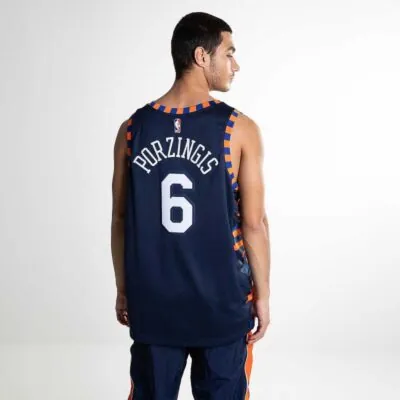 Nike NBA New York Knicks Kristaps Porzingis City Edition Connected Jersey - College Navy - Image 4