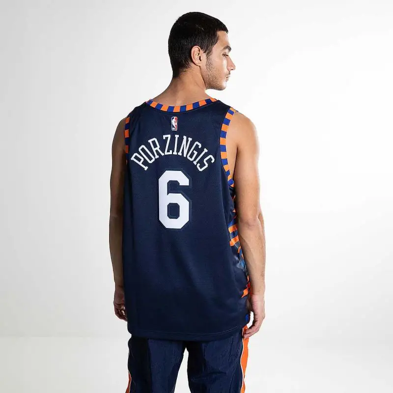 Nike NBA New York Knicks Kristaps Porzingis City Edition Connected Jersey/Kosaras Mez - College Navy - Image 4