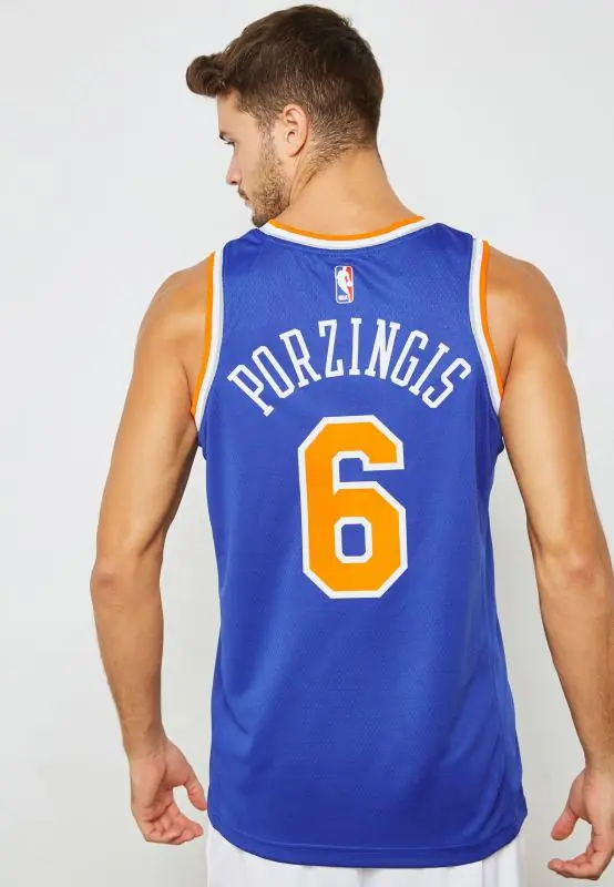 Nike NBA New York Knicks Kristaps Porzingis Icon Edition Swingman Jersey/Kosaras Mez - Rush Blue - Image 3