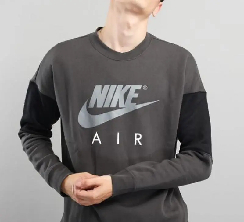Nike NSW CRW LS Air Crewneck/Pulóver - Sötét Szürke/Fekete