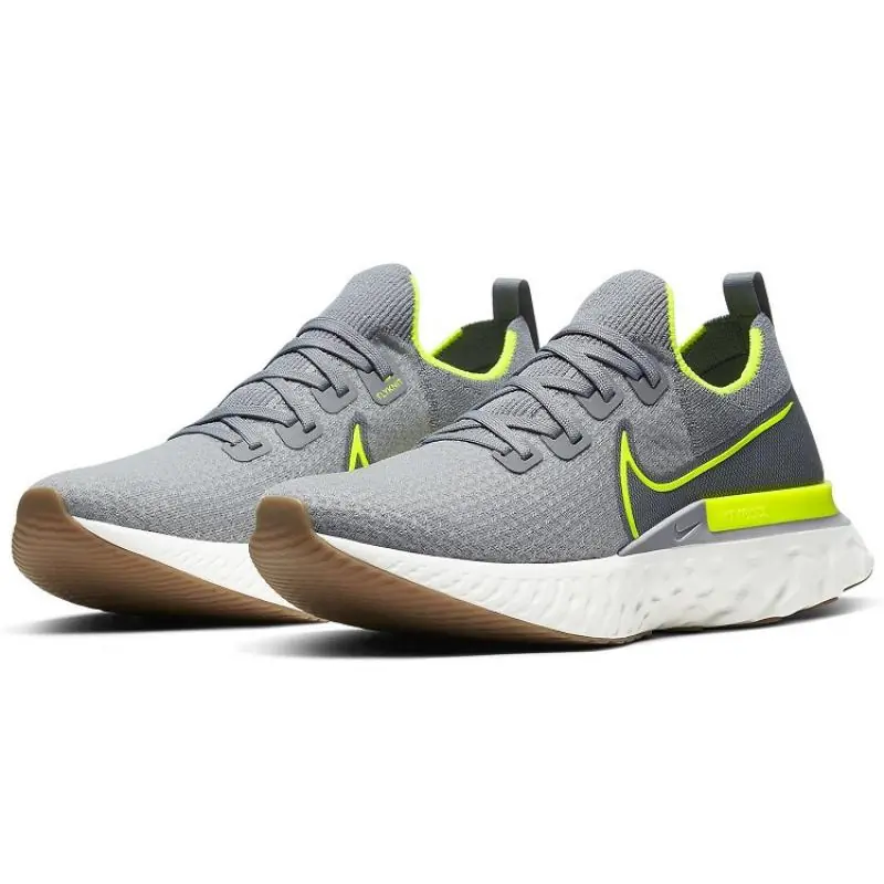 Nike React Infinity Run Flyknit - Particle Grey / Volt - Image 2