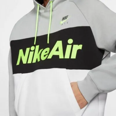 Nike Sportswear Air Fleece Pullover Hoodie - Smokey Grey/ Black/ White - Image 2