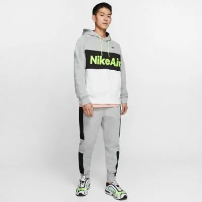 Nike Sportswear Air Fleece Pullover Hoodie - Smokey Grey/ Black/ White - Image 5