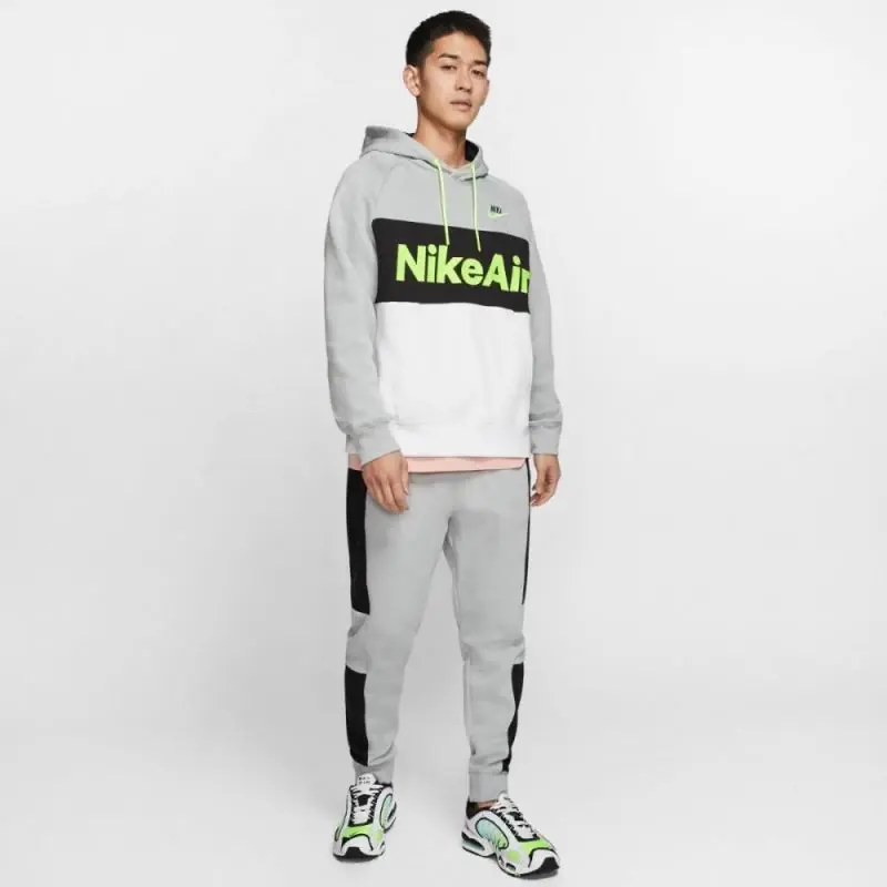 Nike Air Fleece Hoodie/Pulóver - Szürke/Neon/Fekete/Fehér - Image 5