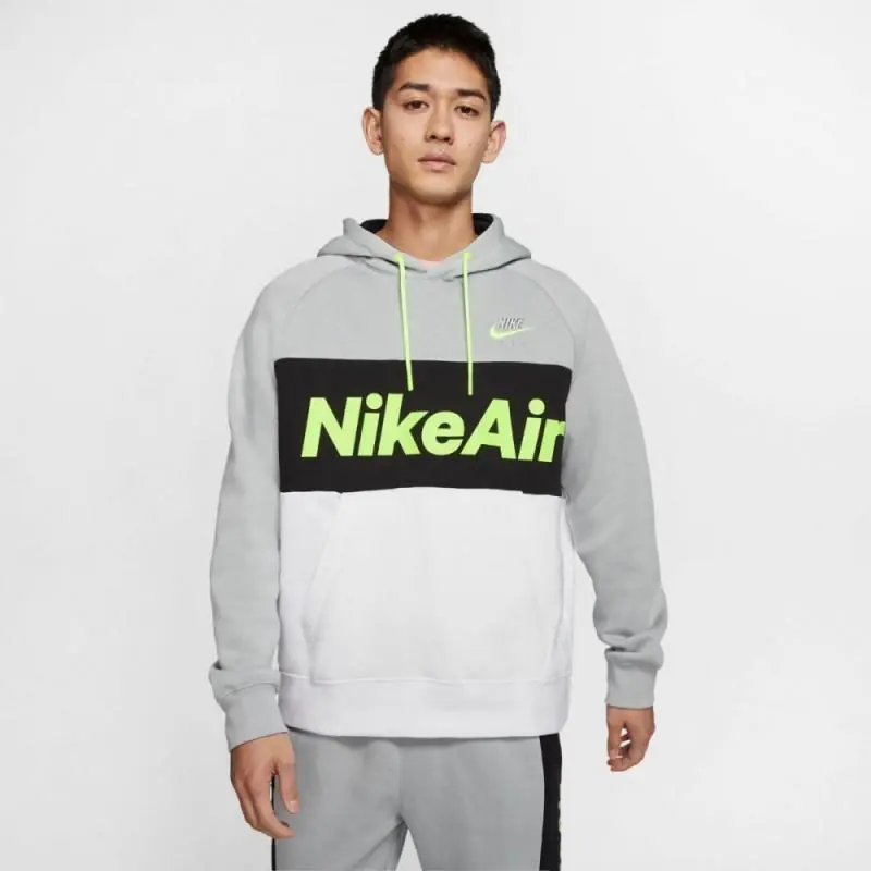 Nike Air Fleece Hoodie/Pulóver - Szürke/Neon/Fekete/Fehér