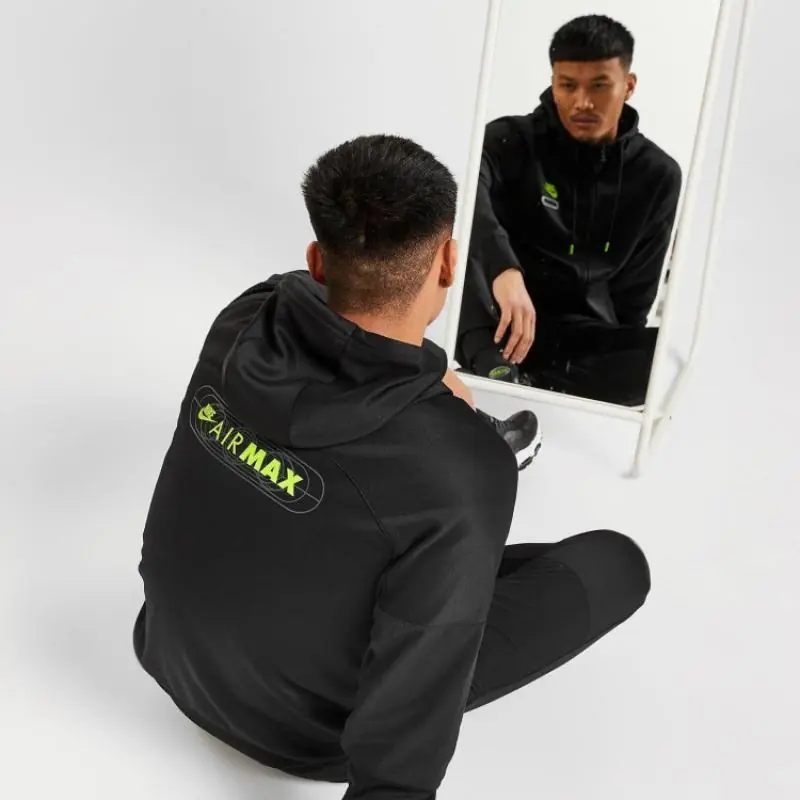 Nike Air Max Full-Zip Hoodie/Pulóver - Fekete/Neon - Image 2