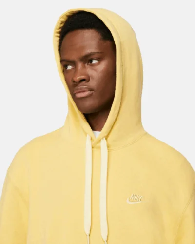 Nike Sportswear Classic Men's Fleece Hoodie Saturn Gold/Lemon Drop - Image 3