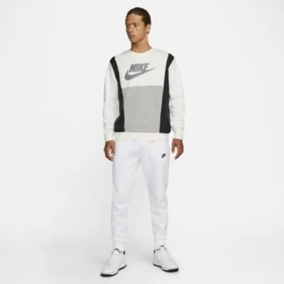 Nike Sportswear Fleece Sweatshirt - Sail/ Dark Grey Heather/ Black/ Black - Image 4