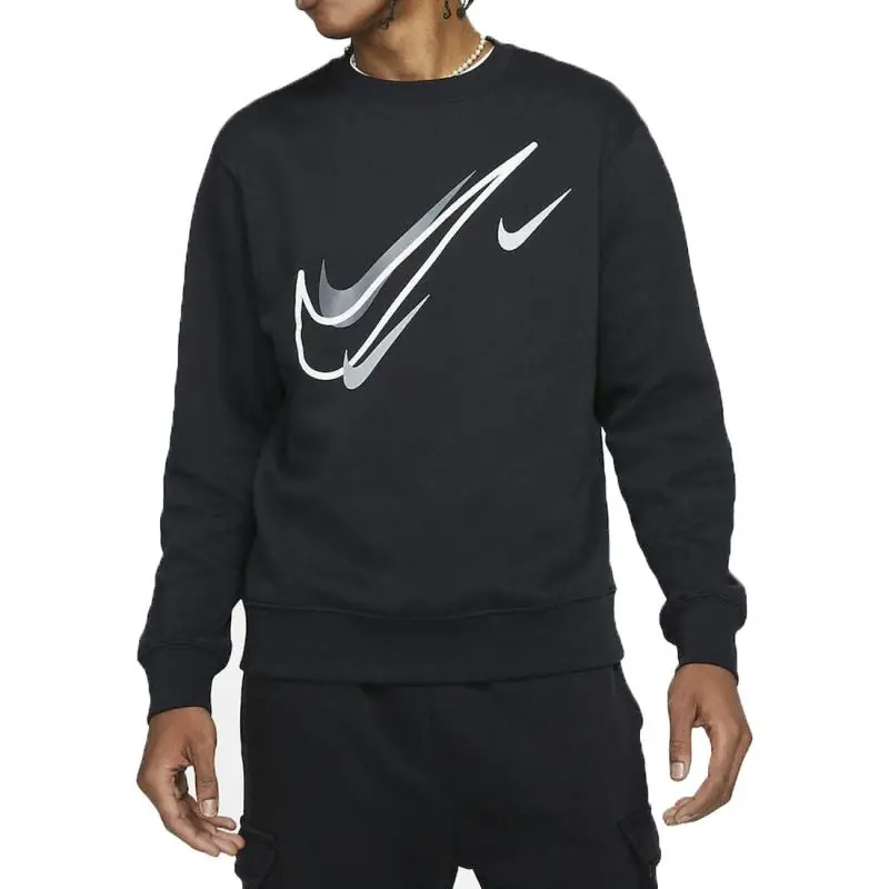 Nike Sportswear Multi Swoosh Fleece Crew/Pulóver - Fekete