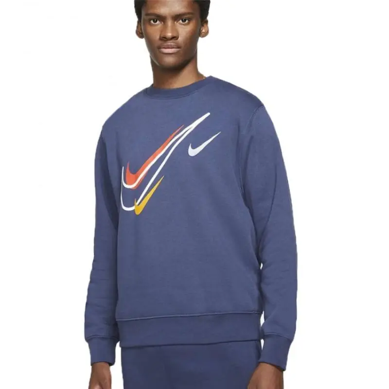 Nike Sportswear Multi Swoosh Mens Graphic Fleece Sweatshirt/Pulóver - Farmer Kék